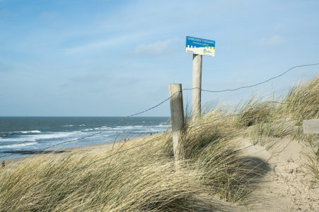 Meterhoge zandmuur op strand van Callantsoog na afslag door wind. Betekent dit dat zand opspuiten geldverspilling is? Nee hoor, verzekert Rijkswaterstaat